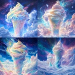 **Polar vortex, God’s magical blender, swirling icy winds and vibrant colors to craft divine ice cream and cosmic smoothies, with pastel hues and a mystical glow in a celestial, starry backdrop --v 6.1** - Remix (Strong) by <@1010963827053043793> (relaxed)