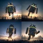 **<https://s.mj.run/rWcFtaYzAZ8> The Android Robot made of mobile phones is collapsing, there are gaps in the robot and it is crumbling away, it is falling apart, leaving to one side, about to tumble, people looking up at it, trying to get inside it, cityscape, photographic, hyperrealistic, photorealistic, metallic, glowing, raytrace, super realistic, magic hour, dramatic lighting, cinematic** - <@1048326817838280714> (fast, stealth)
-# Create, explore, and organize on [midjourney.com](<https://midjourney.com/imagine?from_discord=1>)