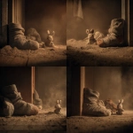 **A single sock under a laundry dryer, dusty and forgotten, surrounded by dust bunnies and a small, dirt-covered stuffed kangaroo. Dim, moody lighting with warm tones. A slope of the floor leads into deeper shadow. The sock appears soft, slightly wrinkled, with a hint of personality--evoking loneliness and quiet hope. Photorealistic, shallow depth of field, cinematic atmosphere.** - Variations (Strong) by <@876267919003238460> (fast)