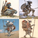 **Yautja draugr soldier, illustration by Norman Rockwell --ar 3:4 --v 7.0** - <@1071437900610293863> (fast)