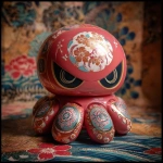 **vinyl toy colourful fierce japanese art yokai octopus man with psychic mind powers of esp and glossy led digital eyes, and many japanese art patterns glossy on a coral reef backgorund --v 7.0** - Image #3 <@1014981691850371152>