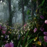 **A hyper-realistic image of a lush, green forest during gentle rain. The forest is filled with broad-leaved trees and vibrant blooming flowers in various colors pink, purple, yellow, and white. The leaves glisten with raindrops, and petals are slightly wet. Mist rises gently from the forest floor, and soft ambient light filters through the canopy. Raindrops are falling delicately, some caught midair. The atmosphere is serene and magical, like a hidden paradise. Realistic lighting, 85mm DSLR photo, cinematic mood, natural soft focus, shallow depth of field. --ar 16:9** - Image #3 <@966716359268499528>