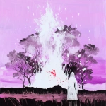 **fumarole eerie painting with a color scheme of monochromatic black and white with a pop of Color. The painting uses cross-hatching and palette knife techniques, inspired by analog horror, grunge Polaroids, ukiyo-e and retro Japanese horror. The mood is mysterious and unsettling --p v95am5p --niji 6 --raw** - Image #4 <@948741381743083580>