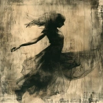 **beautiful blonde Celtic priestess DANCES joyfully as a spirit, ghostly, with a wreath of herbs on her head:: dances in a transparent dress , cheerfull, medieval spring festival, divine light:: monochrome, burnt sienna, damaged Anthotype print, scratched, dynamic movement --ar 3:4 --v 6.0 --s 250** - Image #4 <@1089203343378878556>