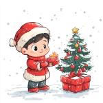 **Christmas toy, children's illustration, color light illustration, on a white background, simple style, line art, sticker --s 250** - Image #3 <@806668441582305311>