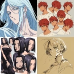 **original anime character, hand-drawn portrait style, thick bold outlines, clean cel-shading, visible sketch lines, crosshatching on fabric folds and underlying anatomy, ultra-detailed line art with zero clutter, sharp and defined facial features, full-color rendering, high visual clarity of face and body, character-centered composition include multiple perspective variants: frontal heroic close-up (face and torso squared), three-quarter angle showing jawline and stance depth, low-angle upward shot for size and presence, high-angle downward for clothing detail, side profile close-up with flowing fabric and sharp expression uncluttered background, zero special effects, only character and clothing, emphasis on silhouette, expression, pose, and detailed costume, anime character design with clear visual logic --niji 6 --raw** - <@266429059049848832> (fast)