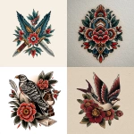 **A traditional old shcool tattoo design, white background** - <@1289925671455559733> (fast)