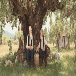 **realistic illustration Two grandfathers in old Serbian village clothes are sitting under a plum tree and making rakia. --ar 3:1** - Image #3 <@1025896067646111824>