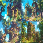 **Pop style, realistic, deformed, hidden mansion in the forest, sunny sky, mushrooms growing, ivy-covered, forest mansion, comical, deformed, pop, scenery --ar 16:9 --niji 6** - <@915835811092656128> (fast)