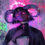 **Cosmography satanic battle nun with devil horns and a halo --ar 4:5 --niji 6 --p tvnnn53 --raw --sref 7337 696968 73 --sv 4** - Image #2 <@948741381743083580>