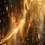 **Divine golden light rays descending from heaven onto floating elemental symbols (fire flame, water droplet, air swirl, earth crystal), angelic wings in background, warm amber and gold color palette, hyper-realistic spiritual energy, cinematic photography --ar 4:1 --v 6.0** - Image #1 <@900787127892180992>
