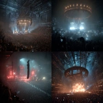 **Rammstein gives a spectacular concert in the giant space ring. Close view. Concert photography. --ar 4:3 --raw --c 5** - <@1052958752749387917> (relaxed)