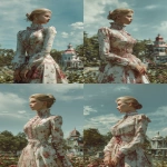 **ultra realistic, highly detailed high necked summer luncheon dress mid calf, long sleeved worn by a beautiful young woman standing with a lovely park behind her. HD --v 7.0 --ar 2:3** - Variations (Strong) by <@1327691479602298971> (fast, stealth)