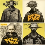 **magazine cover of "PIZZAZZ" featuring an analog shot of minimal male model in handsome black and neon yellow sumi-e decoupage pattern of melting cheese pizza ingredients fashion design on a yohji yamamoto kimono, by fernando botero, minimal figure, film grain "pizz off" 2025-03-11 --ar 4:5 --sref 980506890 --stylize 333 --niji 6** - <@1121310536559243315> (fast)
-# Create, explore, and organize on [midjourney.com](<https://midjourney.com/imagine?from_discord=1>)