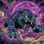 **scifi comic book style, alien cat beast, large fangs, full body, pouncing, colorful, purple crater planet, scifi comic book style** - Image #3 <@186377350642925568>