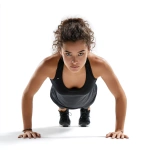 **Single image with white background. A woman doing pushups. --ar 1:1** - Image #2 <@794327127260266516>