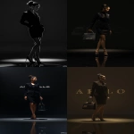 **A hyper-realistic full-body fashion photograph, shot in 2025 by a professional photographer with a DSLR, on a pure black background. A tall slim woman, exactly like in the reference photo, wears a fitted tailored black blazer and a tight pencil skirt ending just above the knees, with elegant high heels. Her silhouette is sharp, slim, graceful, perfectly arranged. She carries a structured handbag naturally, her posture upright and confident. Her hair is styled in a large Italian bun. The image looks cinematic and editorial, dramatic studio lighting, glossy floor reflections, luxury brand atmosphere. Behind her, in bold letters, the word "APOLLO" is written clearly, exactly six letters, perfectly legible, luxury logo style. --ar 2:3 --v 6.0 --raw** - <@1020654598798704680> (fast)