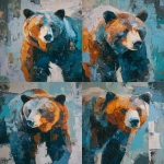 **abstract loose pallette knife painting os a bear with a small pop of blue and teal and orange only --ar 3:4** - Variations (Strong) by <@1204459829629026307> (fast)