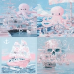 **😈🦑⚓️🌊🐙🏴 ☠️🦑⛵️ --sref 6035664444 --sw 1000 --exp 100 --stylize 1000 --ar 4:5 --q 4** - <@948741381743083580> (relaxed)