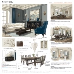 **"action": "image_generation", "action_input": "An ultra-high-definition interior design rendering of a luxurious living room and adjacent dining room, connected by an open archway or continuous wall treatment. The style is 'Modern Classic' with touches of Chinoiserie. The living room features the previously established design: dark wood wainscoting, charcoal grey upholstered wall panels, a classic tufted Chesterfield sofa in cream, a rectangular dark wood coffee table, and a blue velvet arm chair with dark wood frame. The room also has the black Chinoiserie cabinet with bird and floral motifs from the user's shop, placed strategically. Chinoiserie ginger jars are on a console table. The dining room continues the same wall paneling and flooring. It features a classic dark wood dining table with elegant, carved legs, surrounded by upholstered dining chairs in a subtle patterned fabric (e.g., damask or light brocade) that complements the blue and cream palette. A grand Chinoiserie buffet cabinet (similar to the user's tall cabinet with horsemen or the black floral one) is against one wall. A chandelier with a classic design hangs above the dining table. The camera angle should be a wide shot, showcasing both rooms, as if preparing for a slow, smooth camera pan that would highlight the continuity and elegance of the entire space. The lighting is warm and inviting."** - Image #3 <@1259916559262941226>