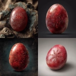 **an oval matte red stone that looks like seaglass with magical runes inscribed on it, in the style of dungeons and dragons item illustration** - <@878478340170866709> (fast)