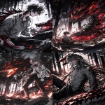 **In the woods, a dragon monster was burned. 282313 Anime, perfect details, glossy, anime style, HD 32k --ar 3:5 --raw --sref <https://s.mj.run/C4LBTfT22GA> <https://s.mj.run/kIk1DMj5RxA> <https://s.mj.run/qqPwqlnbEws> --sw 100 --stylize 700 --iw 0 --niji 6** - <@409716268476923920> (fast)