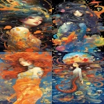 **an ugly terrible and beautiful perfect lady with hair and eyes on fire and dressed in a tight space squid indigo dress and a sidereal stargazing hallucinatory coat, gorgeous body, detailed face, full body view, HD, neo fauvist art by Jean Baptiste Monge, Druillet, Takashi Murakami, Moebius, Yoh Nagao, lisa frank, roberto ferri, boris Vallejo --chaos 75 --ar 1:2 --stylize 750 --v 5.1** - <@1065590027356213338> (relaxed)