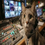 **a cat wearing a clearcom headset and sitting in front of a video switcher, photograph, --ar 16:9 --v 7.0** - Upscaled by <@960702118686244966> (fast)