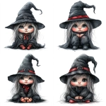 **Gothic adorable female gnome. Wearing all black ,sliver and red. Her witches hat is pulled down over her eyes. Her little button nose just peeking out from under the hat. Fine line drawing, airbrush design, watercolor, realistic cartoon rendering illustration isolated on white background --v 6.1 --s 250** - Variations (Strong) by <@807465804512886785> (fast)
-# Create, explore, and organize on [midjourney.com](<https://midjourney.com/imagine?from_discord=1>)