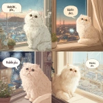 **the prettiest cutest cream-point Persian cat watching tanabata from the window at his luxury penthouse apartment in Saudi Arabia, speech bubble saying "Habibi plz"** - <@538878031226470440> (relaxed)
-# Create, explore, and organize on [midjourney.com](<https://midjourney.com/imagine?from_discord=1>)