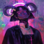 **Cosmography satanic battle nun with devil horns and a halo --ar 4:5 --niji 6 --p tvnnn53 --raw --sref 7337 696968 73 --sv 4** - Image #3 <@948741381743083580>