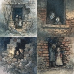 **They've been living in the walls the whole time, creepy architechural horror, children's book illustration watercolor, --exp 25 --v 7.0 --p gdfa9ky** - <@454052210859573268> (fast)