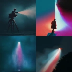 **minimalist cinematic poster, single poetic symbol of cinema beam of light, silhouette or screen, vibrant colored lighting (magenta, cyan, amber, teal), analog film grain texture, soft glow, painterly light diffusion, dreamlike composition, artistic and elegant, contemporary indie film festival aesthetic, clean background, balanced composition, no text, no typography, vertical poster --ar 4:5 --v 7.0 --chaos 10 --weird 20 --q 2 --raw** - <@974048812777762846> (fast)