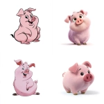 **pink piggy, white background, style of Warner Bros cartoon** - <@1062998643696750602> (fast)