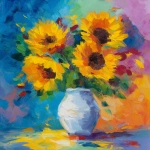 **paint impressionist with oil color and big brush strokes a vase with full of big sunflowers , light abstract back ground --v 7.0** - Upscaled by <@1133089372963602452> (fast)