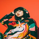 **printed ultraviolet unicorn ukiyo-e brand hoodie-wrap, she is posing with her hoodie for a magazine advertisement, cinematic photography --p nl7lyv9 --ar 11:16 --v 6.0** - Image #4 <@1146047051570876487>