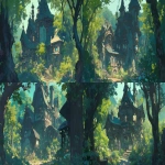 **A large mansion in the forest, a dense forest, scenery, simple illustration, monotonous illustration with few lines, not fantastical, realistic, colored pencils --ar 16:9 --niji 6** - Variations (Strong) by <@915835811092656128> (fast)