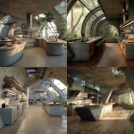 **a new kitchen for the future that meets all the needs of a kitchen but is totally unqiue and different from what kitchens are like today. Not sci-fi. Using natural materials, steel and concrete.** - <@408366455856300042> (fast)