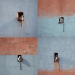 **<https://s.mj.run/ydE3Wc5bF6A> ultra-realistic, HD, minimalist mid shot photo of a soft light blue stone wall, there's a small rectangular hole on the wall and a gray langur monkey sitting on it. subtle film grain, fine texture detail. captured with a Fujifilm 50mm lens. --ar 4:5 --v 7.0** - <@753364602561101955> (fast)