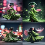 **beautiful, young chinese woman chaos holding a fan, wearing a green soft, flowing Hanfu style robe, in a full body, classic pose --ar 16:25 --p f6gpn1a --v 7.0** - <@1064451214823129168> (fast)