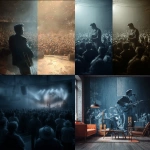 **Create a high-quality ultra-realistic photo background which is colour graded of a 1950s gene vincent rock and roll concert. Have a large tv / screen on the right hand side near the edge of the picture which you can see the whole screen** - <@1168106068602261574> (fast)