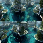 **floating ocean colony for native human, inspired by mangroove structure, high tech and futuristic --ar 16:9 --v 7.0** - Variations (Strong) by <@959777835499798548> (fast)