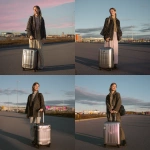 **<https://s.mj.run/2J3G2E0ob70> Geomagnetic storm. A 18-year-old female model, dressed fashionably, with a smile on her face, behaving gracefully, her hair neatly combed, carrying a suitcase in her hand, is outside the airport.** - Variations (Strong) by <@1348821992492630036> (fast, stealth)