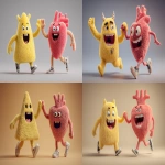 **A happy anthropomorphized rounded-triangular, yellow demon character high-fiving a happy anthropomorphized anatomical heart character, Pixar-style 3D animation, side view perspective, plain background --ar 16:9 --s 250** - <@1088093143066488912> (fast)