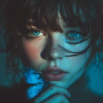 **portrait, butterfly dream, it's you dreaming of the butterfly or the butterfly dreaming of you? It's in my dream or in the butterfly's dream? tinted azure risography, ethereal, fantasy, studio photography --v 7.0 --s 200** - Image #4 <@1152889510158401576>