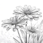 **daisies flower with layered petals rimmed in ice crystals for coloring book with crisp line and white background --ar 17:22 --v 7.0** - Image #1 <@1117434682276057091>