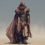 **an adult human male who is scarred, wearing regal desert attire, full body, desert background. fantasy style** - Image #2 <@737863935038062634>