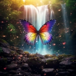 **dream like image of rainbow colored butterfly, forest background, waterfall, epic scenery, photorealistic --v 5.2** - Upscaled (2x) by <@754226842650542162> (relaxed, stealth)