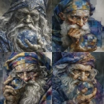 **a wise old wizard pondering his orb in the style of piet mondrian watercolor --chaos 5 --ar 5:6 --exp 50 --raw --v 7.0** - <@767247831865884712> (relaxed)