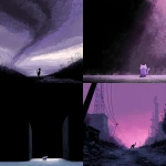 **a small distant lavender cat walking in a massive black world, melancholic --v 7.0** - <@281826490209796096> (relaxed)